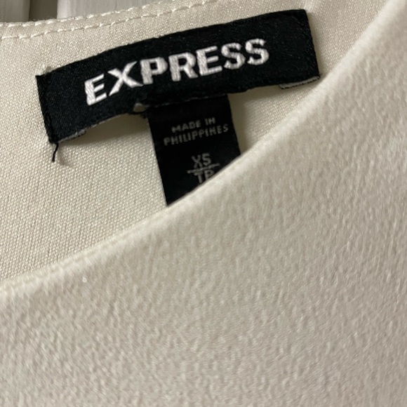 Express Women's Dress XS Midi Ivory Swing Long Sleeve A-Line Round Neck - Picture 3 of 7